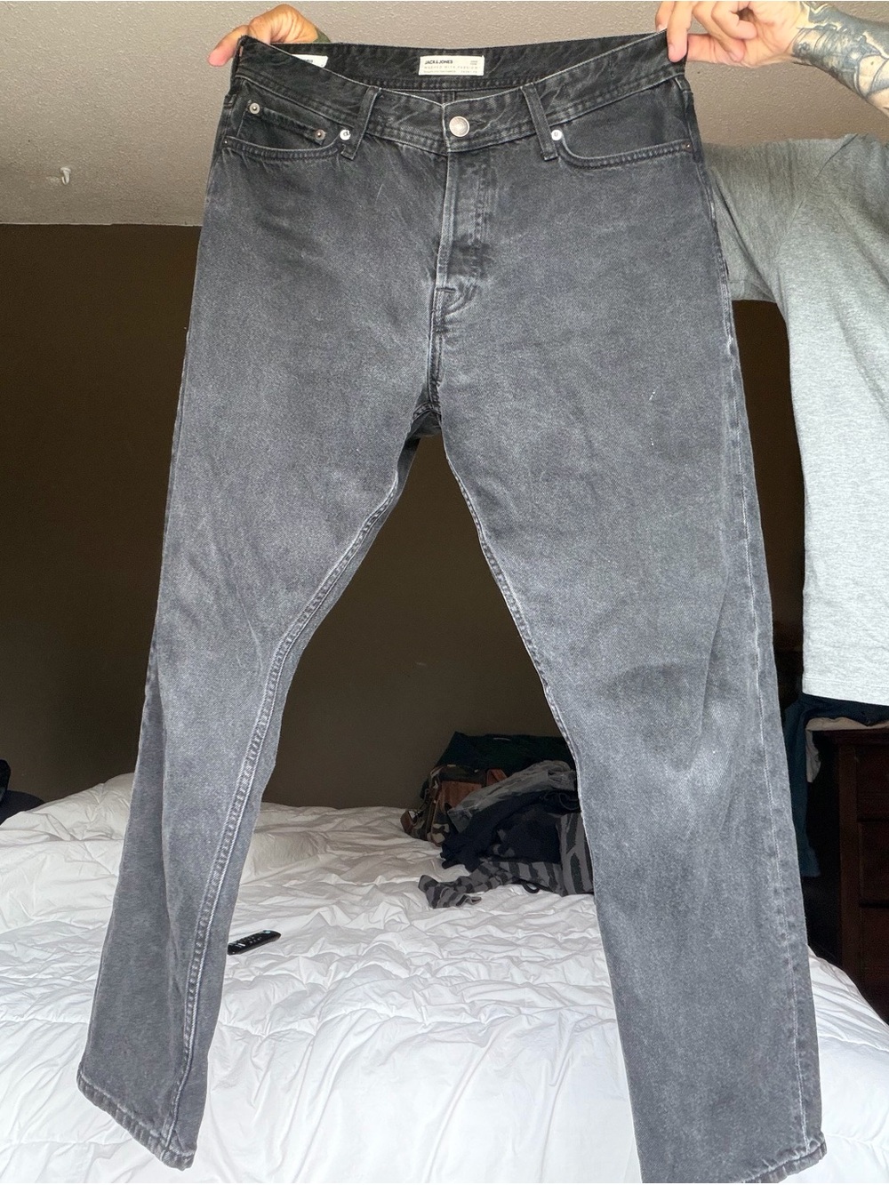 Jack & Jones Black Denim Loose Straight Jeans 33x32